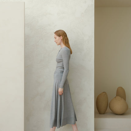 Extra Fine Merino Wool A - Line Skirt (3D - Knit)