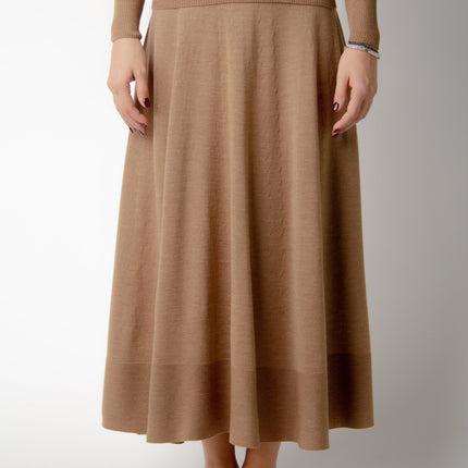 Extra Fine Merino Wool A - Line Skirt (3D - Knit)