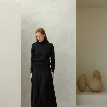 Extra Fine Merino Wool A - Line Skirt (3D - Knit)