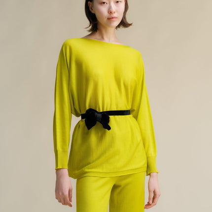 Extra Fine Merino Wool Boat Neck Oversized Sweater (3D - Knit)