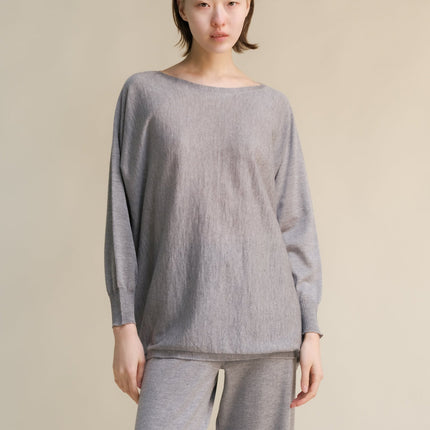 Extra Fine Merino Wool Boat Neck Oversized Sweater (3D - Knit)