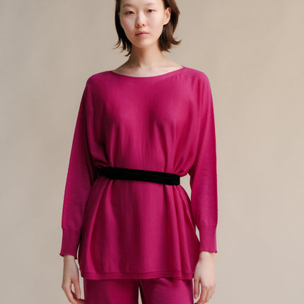 Extra Fine Merino Wool Boat Neck Oversized Sweater (3D - Knit)