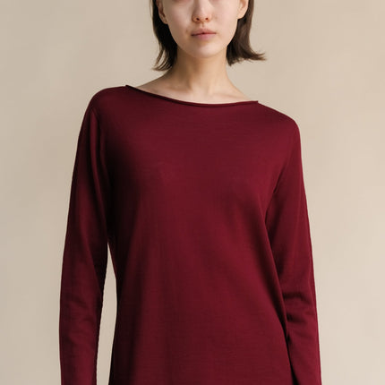 Extra Fine Merino Wool Boatneck Sweater (3D - Knit)