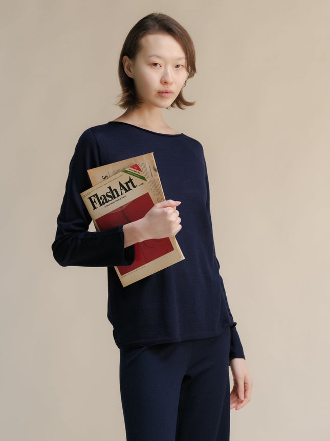 Extra Fine Merino Wool Boatneck Sweater (3D - Knit)