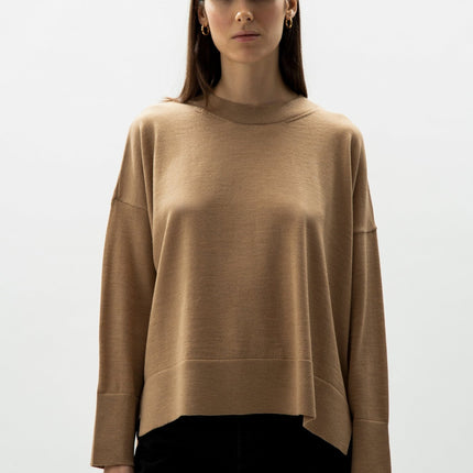 Extra Fine Merino Wool Oversized Crewneck Sweater 