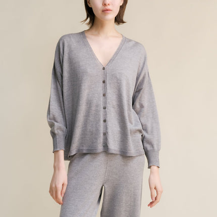Extra Fine Merino Wool Oversized V - Neck Cardigan (3D - Knit)
