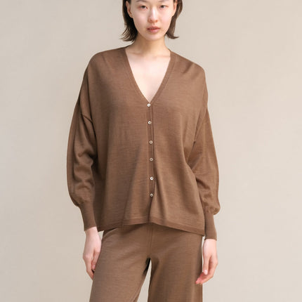 Extra Fine Merino Wool Oversized V - Neck Cardigan (3D - Knit)