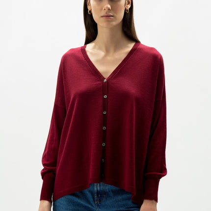 Extra Fine Merino Wool Oversized V - Neck Cardigan (3D - Knit)