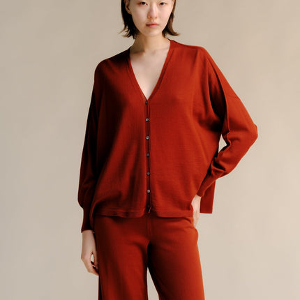 Extra Fine Merino Wool Oversized V - Neck Cardigan (3D - Knit)