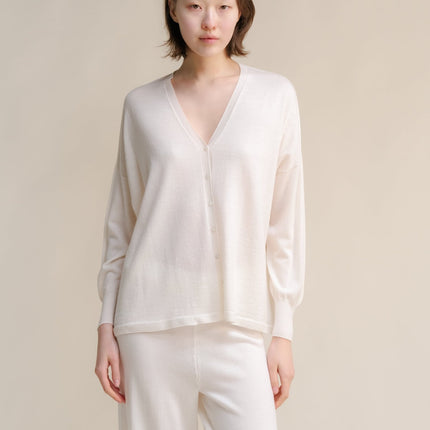 Extra Fine Merino Wool Oversized V - Neck Cardigan (3D - Knit)