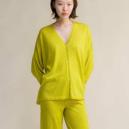 Extra Fine Merino Wool Oversized V - Neck Cardigan (3D - Knit)