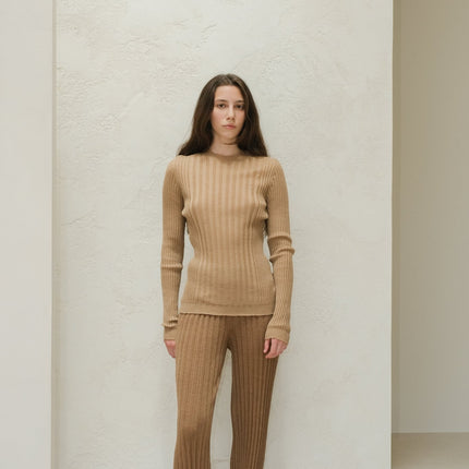 Extra Fine Merino Wool Ribbed Crew Neck (3D - Knit)