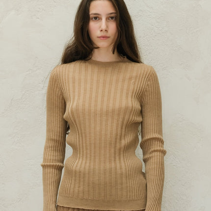 Extra Fine Merino Wool Ribbed Crew Neck (3D - Knit)