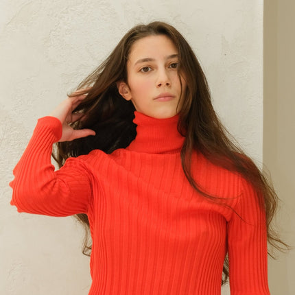 Extra Fine Merino Wool Ribbed Turtle Neck (3D - Knit)