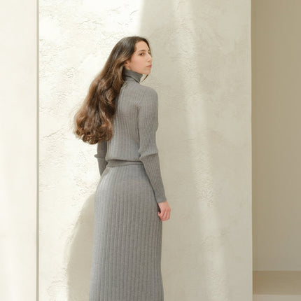 Extra Fine Merino Wool Ribbed Turtle Neck (3D - Knit)