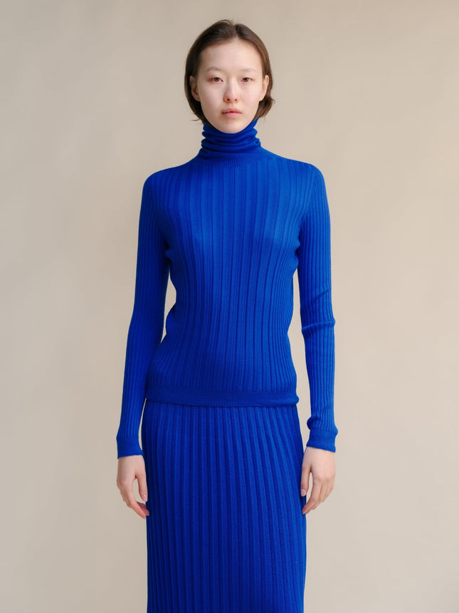 Extra Fine Merino Wool Ribbed Turtle Neck (3D - Knit)