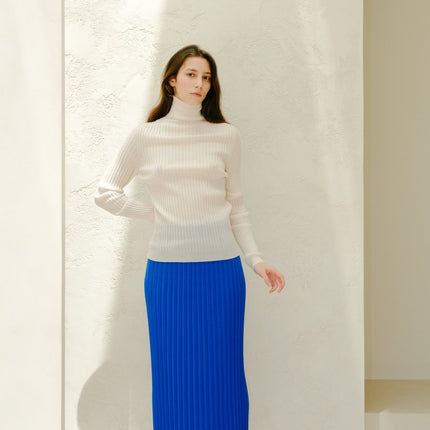 Extra Fine Merino Wool Ribbed Turtle Neck (3D - Knit)