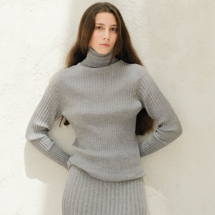 Extra Fine Merino Wool Ribbed Turtle Neck (3D - Knit)