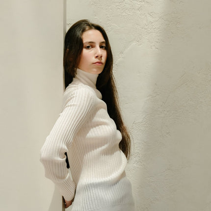 Extra Fine Merino Wool Ribbed Turtle Neck (3D - Knit)