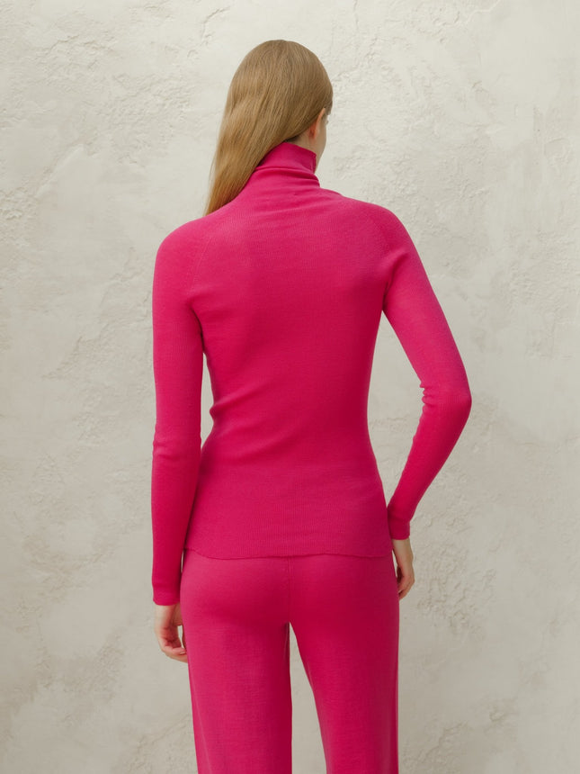 Extra Fine Merino Wool Ribbed Turtleneck (3D - Knit)