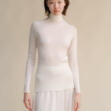 Extra Fine Merino Wool Ribbed Turtleneck (3D - Knit)