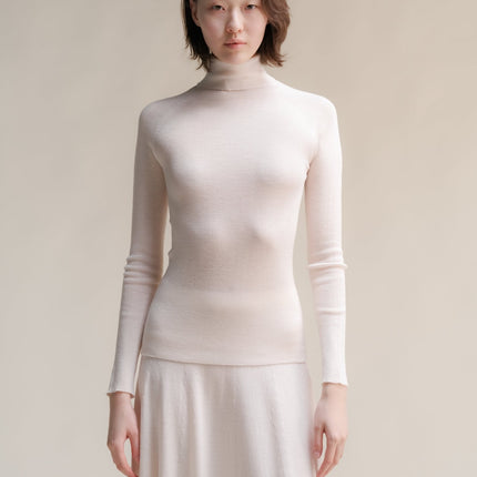 Extra Fine Merino Wool Ribbed Turtleneck (3D - Knit)