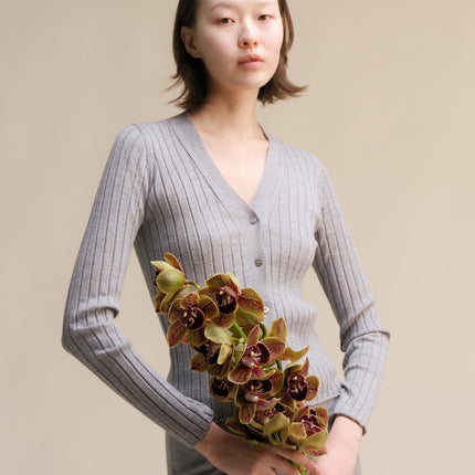 Extra Fine Merino Wool V Neck Cardigan