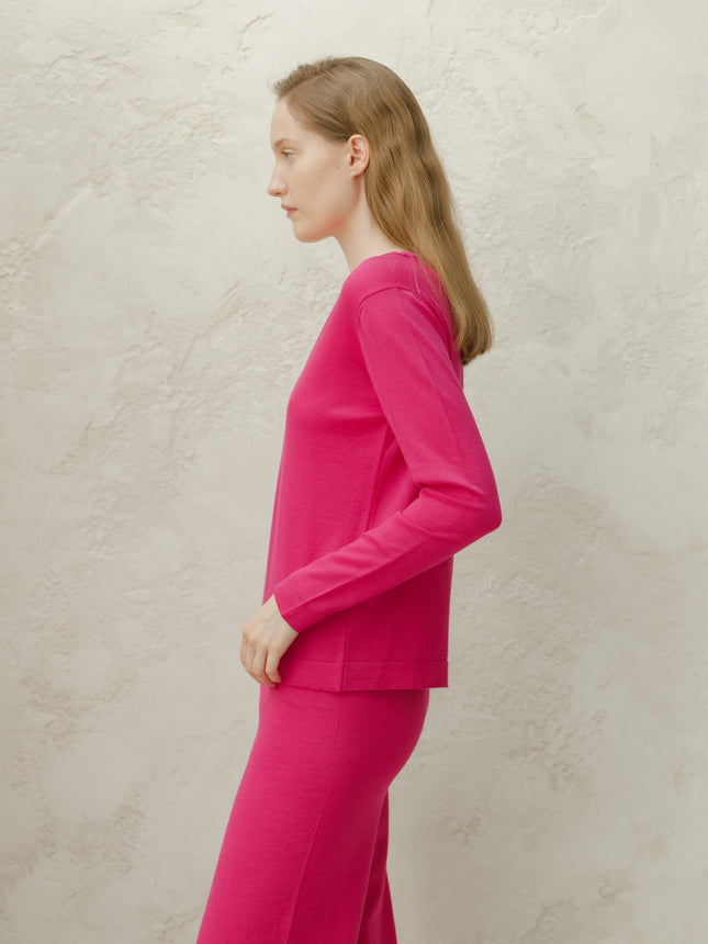 Extra Fine Merino Wool V - Neck Sweater with Straight Sleeve