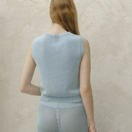 Fine Cotton Cable Tank Top (3D - Knit)