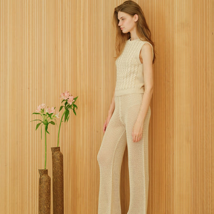 Fine Cotton Cable Tank Top (3D - Knit)