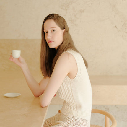 Fine Cotton Cable Tank Top (3D - Knit)