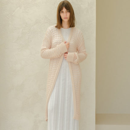 Fine Cotton Crochet Maxi Cardigan