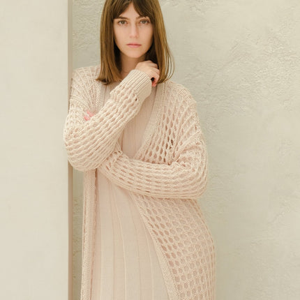 Fine Cotton Crochet Maxi Cardigan