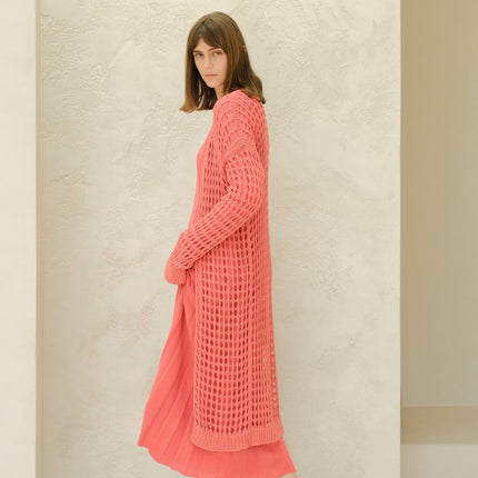 Fine Cotton Crochet Maxi Cardigan