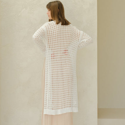 Fine Cotton Crochet Maxi Cardigan
