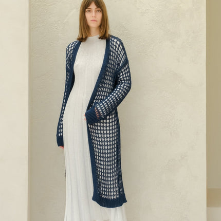 Fine Cotton Crochet Maxi Cardigan