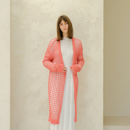 Fine Cotton Crochet Maxi Cardigan
