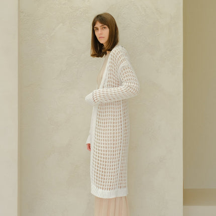 Fine Cotton Crochet Maxi Cardigan