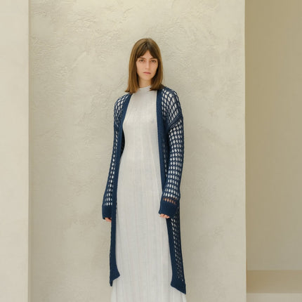 Fine Cotton Crochet Maxi Cardigan