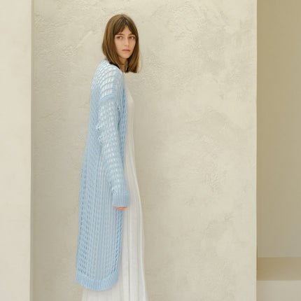 Fine Cotton Crochet Maxi Cardigan