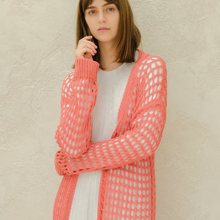 Fine Cotton Crochet Maxi Cardigan