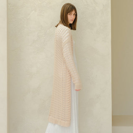 Fine Cotton Crochet Maxi Cardigan
