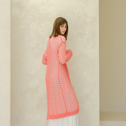 Fine Cotton Crochet Maxi Cardigan