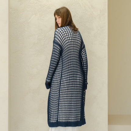 Fine Cotton Crochet Maxi Cardigan