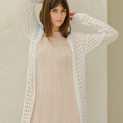 Fine Cotton Crochet Maxi Cardigan