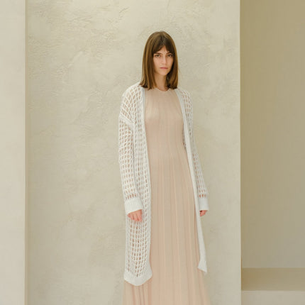 Fine Cotton Crochet Maxi Cardigan