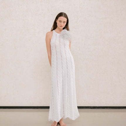 Fine Cotton Dress with Zig Zag Crochet