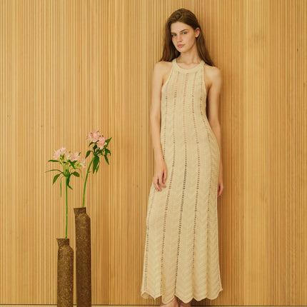 Fine Cotton Dress with Zig Zag Crochet