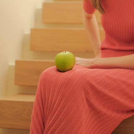 Fine Cotton Plissé Long Skirt (3D - Knit)