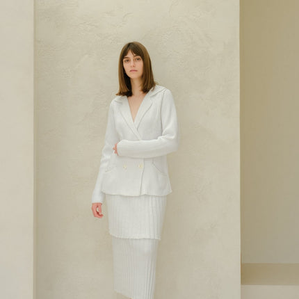 Fine Cotton Plissé Long Skirt (3D - Knit)